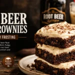 Fudgy Root Beer Float Brownies with Creamy Frosting